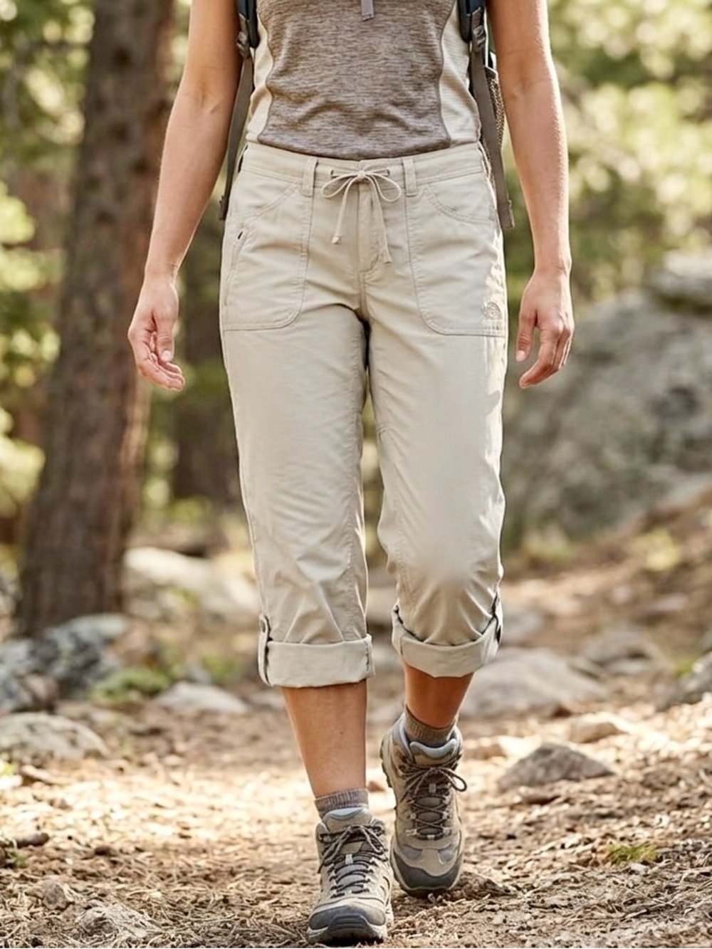 The North Face Horizon Tempest Hiking Pants Roll Ip Convertible Khaki Size 14
